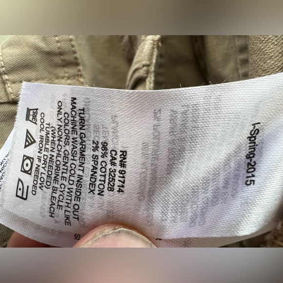 WOMENS ARMANI EXCHANGE KHAKI PATCHWORK KNEE CHINO SIZE 0 CLEAN 28” INSEAM - Picture 7 of 9